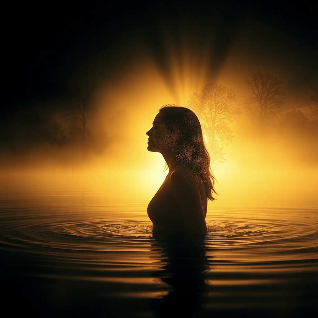 The Time Between: A woman emerges from darkness into light, symbolizing healing, a return to oneself, and living with a full heart.