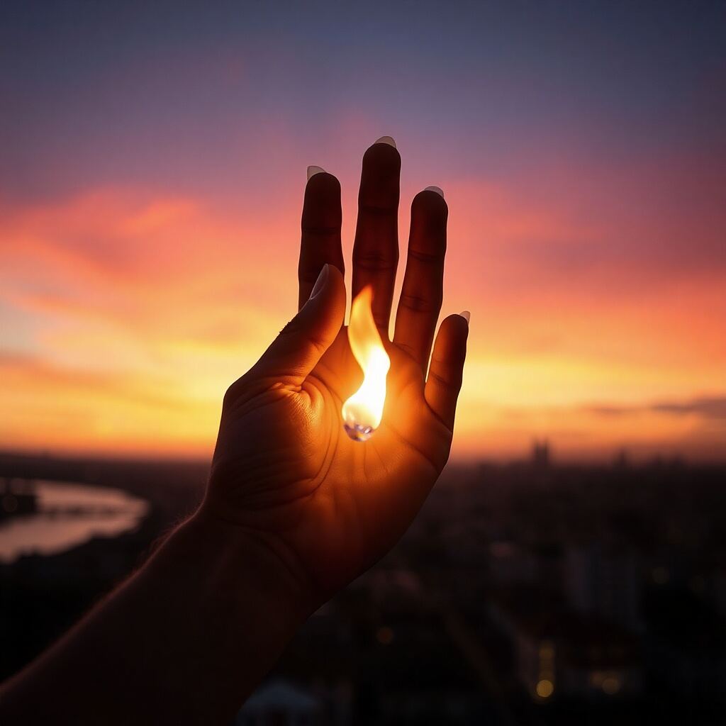 To believe is courage: A hand protecting a spark of light in the darkness, symbolizing the preservation of goodness and faith in people.