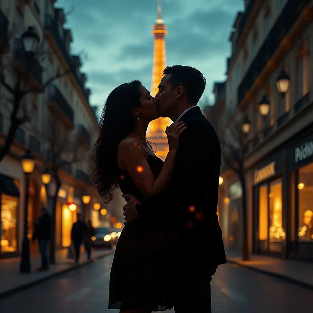 A couple in Paris looks at a screen, symbolizing three seconds of love.
