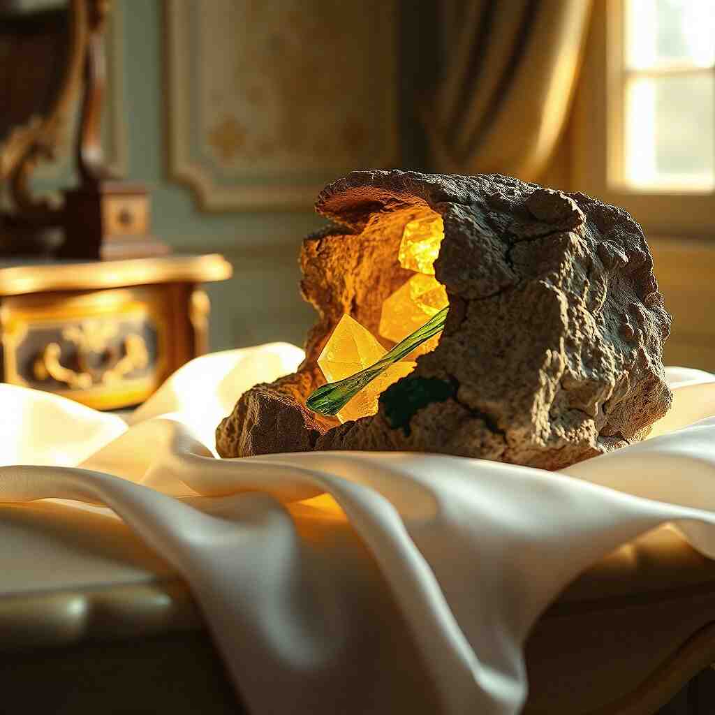 Geological faults on the body - A symbolic image of golden veins filling scars on a marble skin in Versailles style.