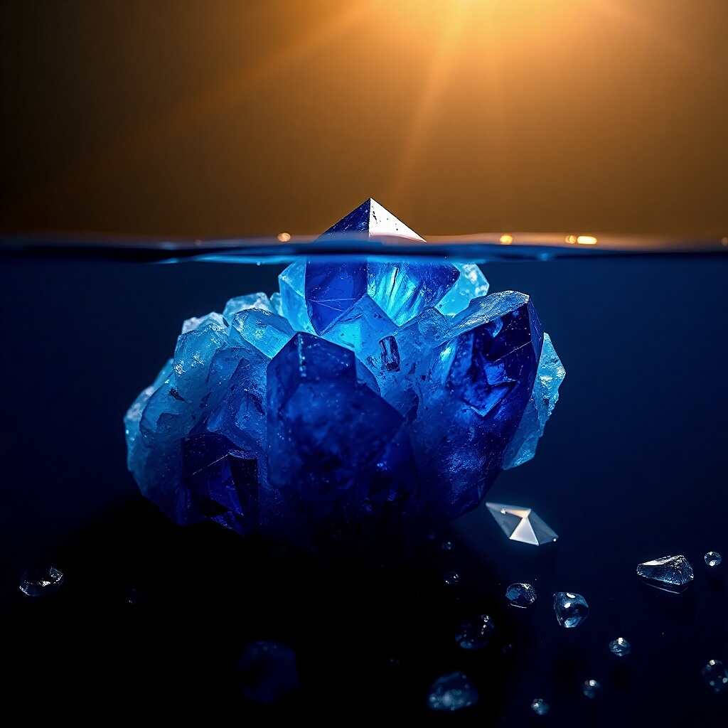 The Sapphire blue depth and emerging from darkness into light