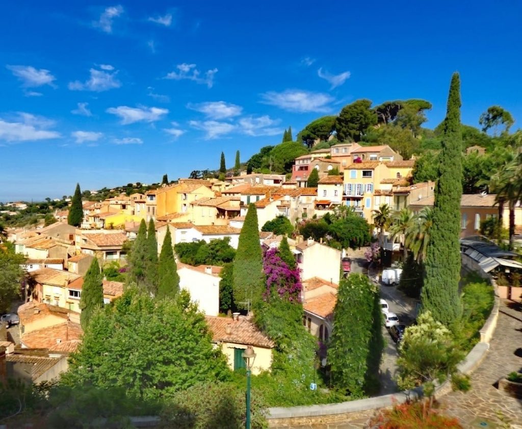 Scenic medieval village of Bormes-les-Mimosas under Azure Equilibrium
